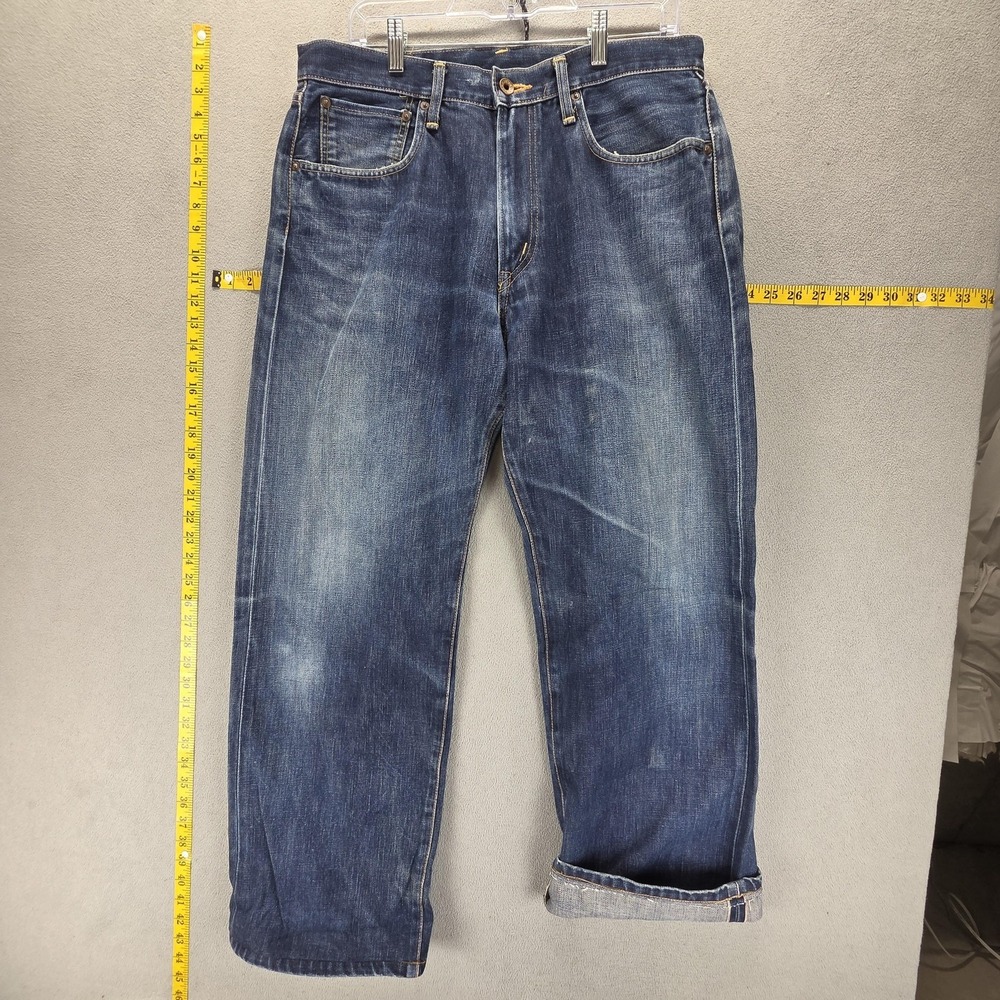 Edwin Jeans Mens Blue 505 Regular Straight Honeycomb Whiskers Denim Fits 33x30